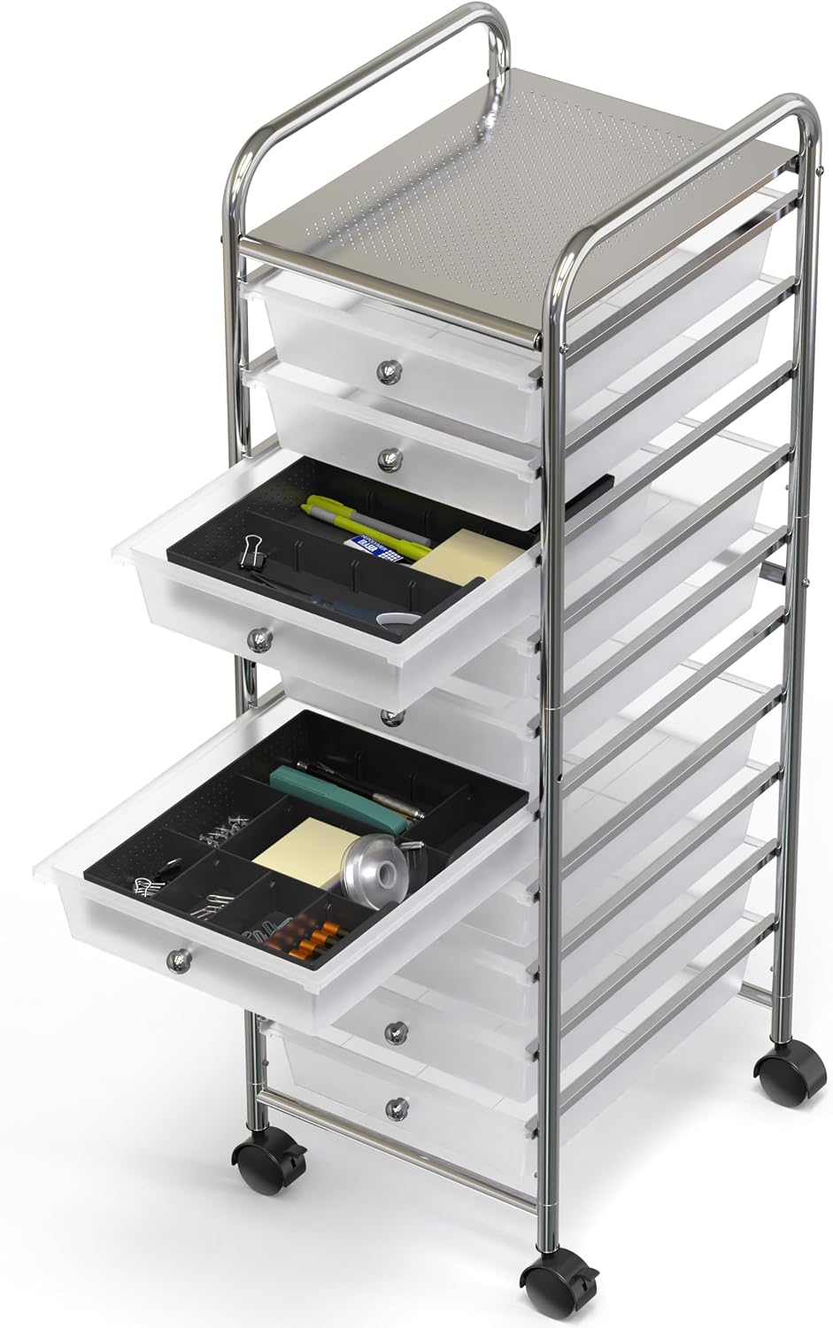 Simple Houseware Drawer Organizer Tray, 9 Compartments, 2-Pack, Black