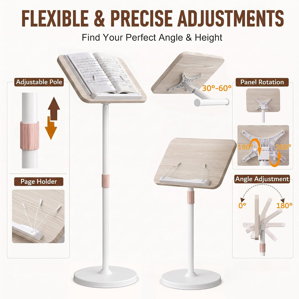 2-in-1 Floor & Desktop Reading Stand, 16.5"-51" Adjustable Book...