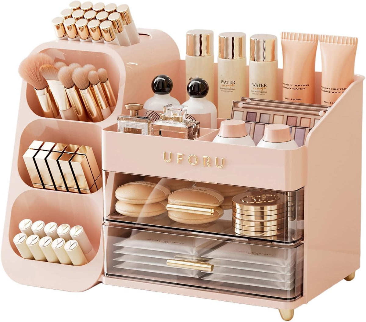 UFORU Makeup Organizer Countertop with Brush Holder for Vanity Bathroom