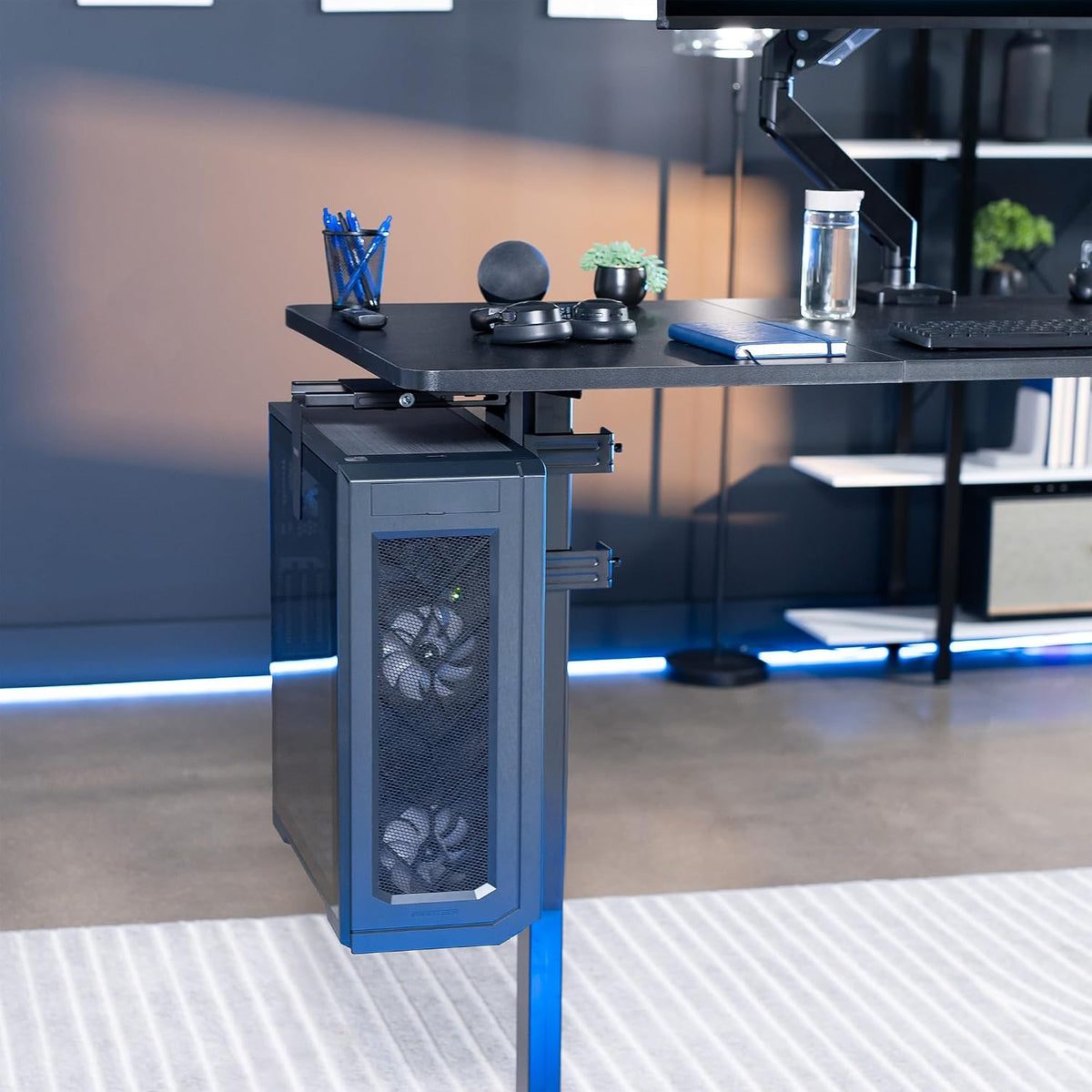 VIVO Black Clamp-on Desk Leg Large PC Mount, Mount-PCLC1