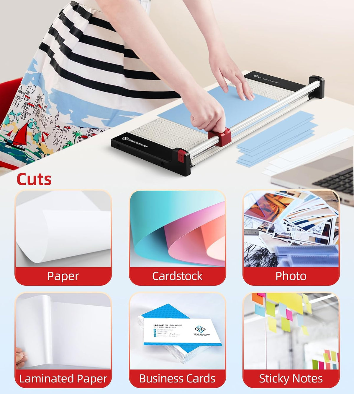 Firbon 15 Inch Rotary Paper Trimmer with Replaceable Blade