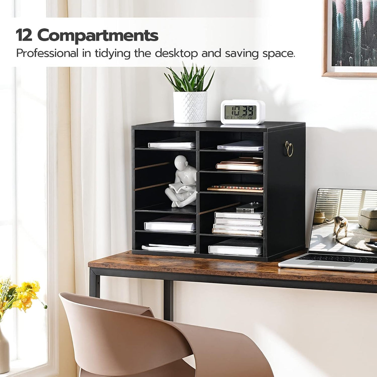 HOOBRO Literature Organizers, 12 Compartments Office Mailbox with Adjustable ...