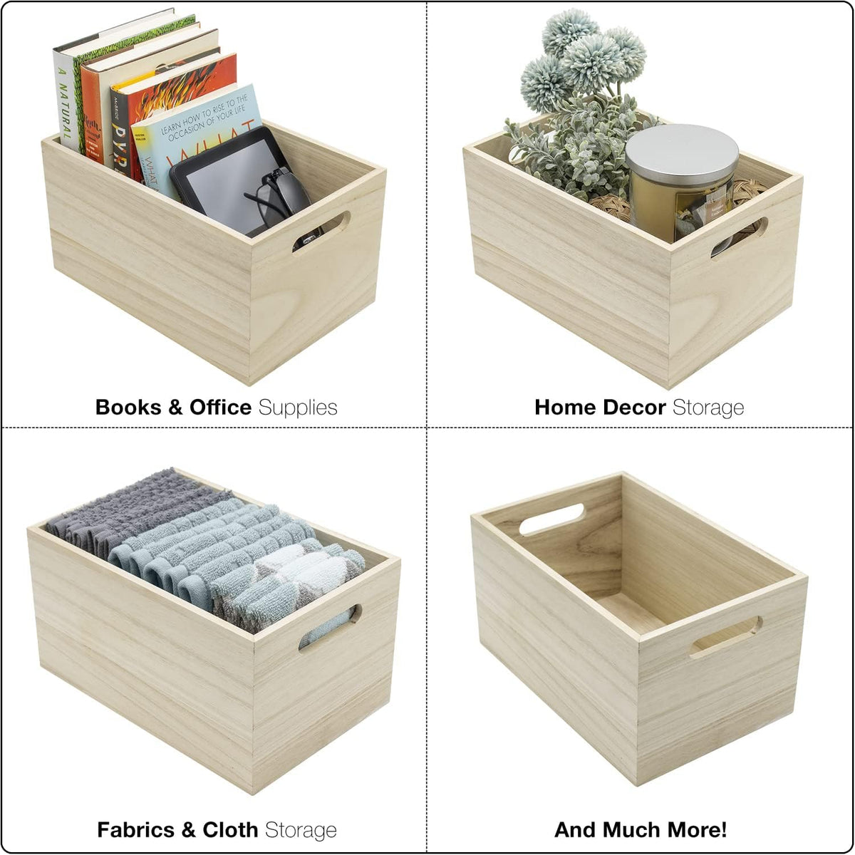 Sorbus Unfinished Wooden Boxes for Storage, Pantry & Crafts (2 Pack)