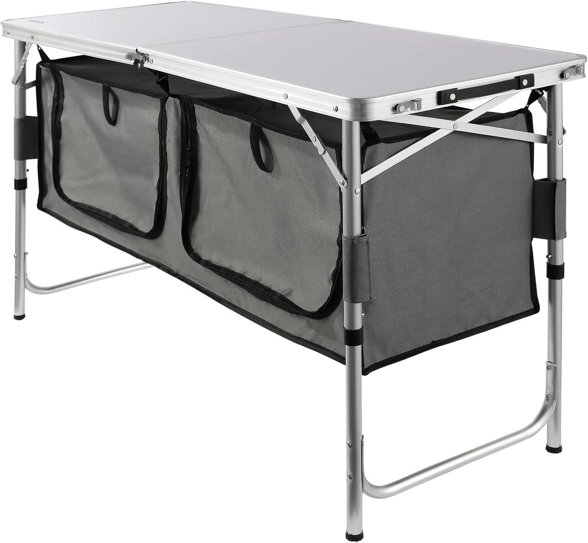 VEVOR Camping Kitchen Station, 3 Adjustable Height Folding Outdoor Camp Cooki...