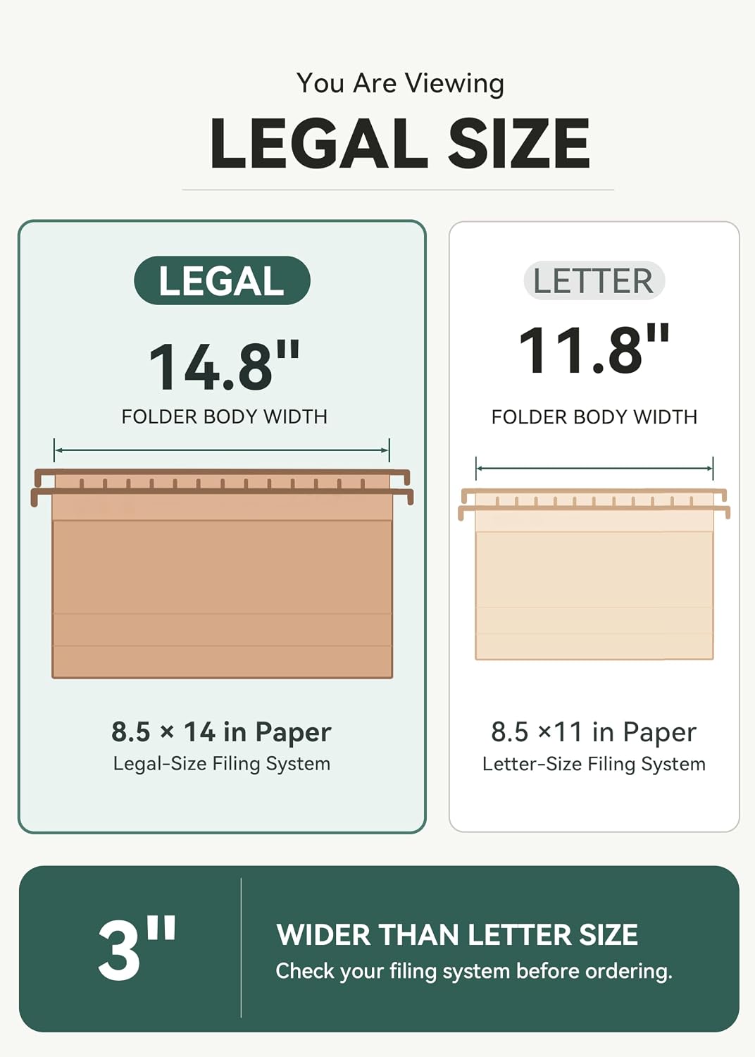 SortRax Legal Size Hanging File Folders, Plastic, 2" Expansion, Pastel