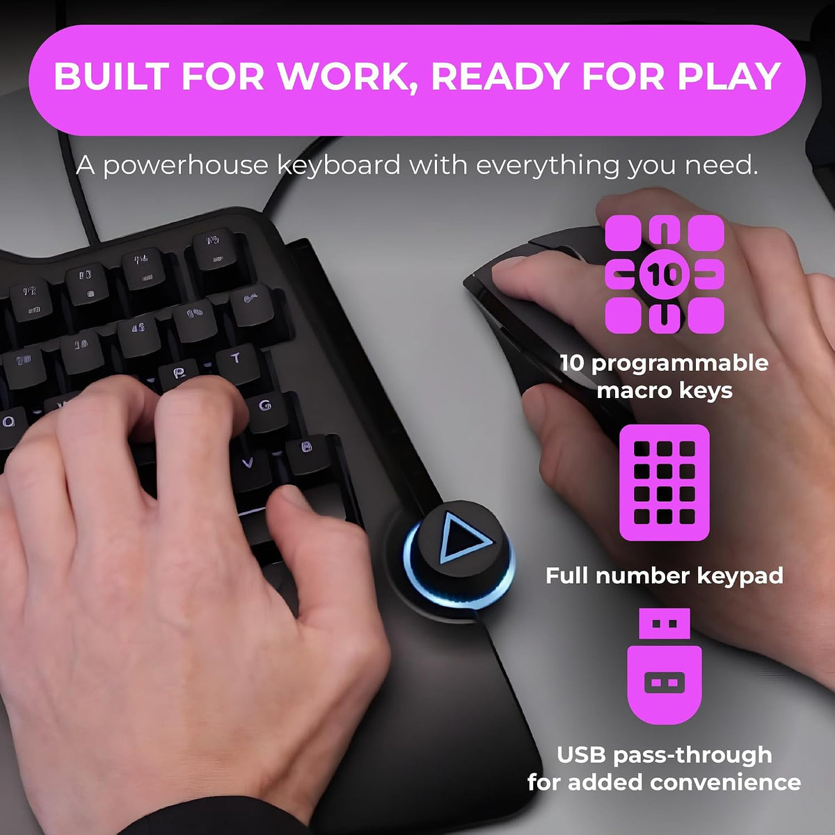 Cloud Nine C989M Ergonomic Mechanical Keyboard for PC - Kailh Tactile Brown S...