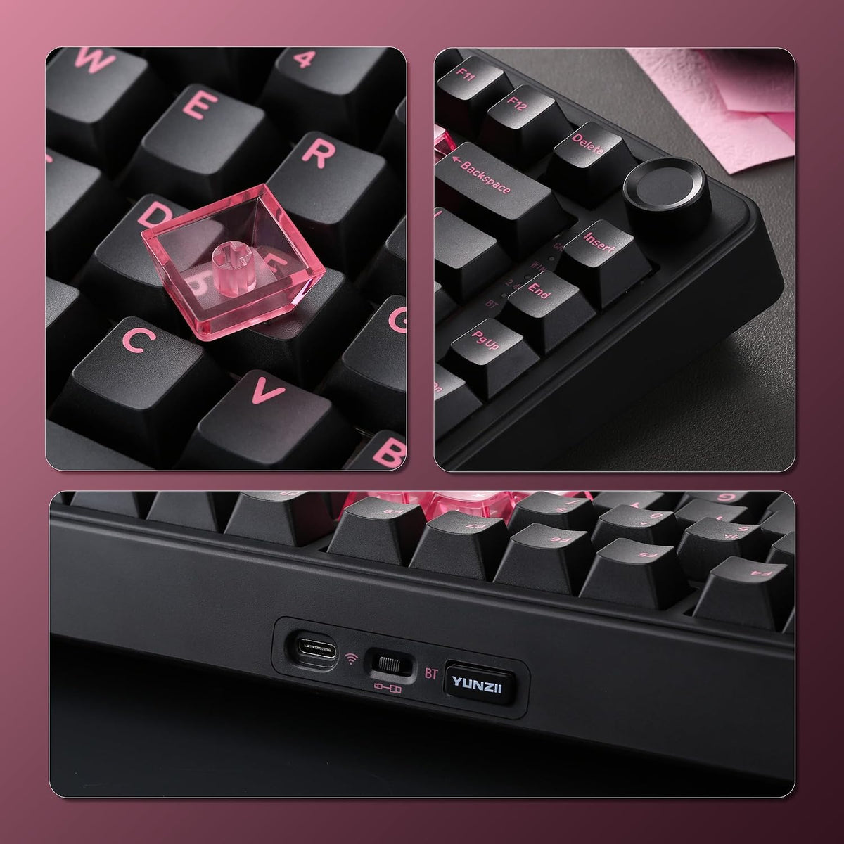 YUNZII B75 PRO 75% Wireless Mechanical Keyboard (Black Heart, MilkV2)