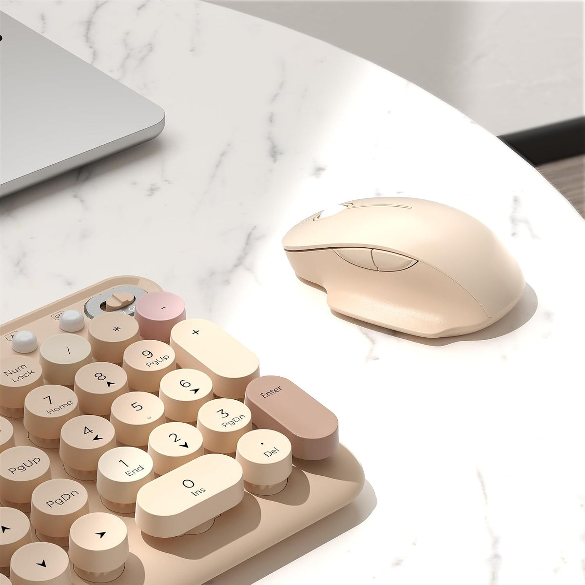 Colorful Wireless Keyboard and Mouse Combo (Milk Tea Colorful)
