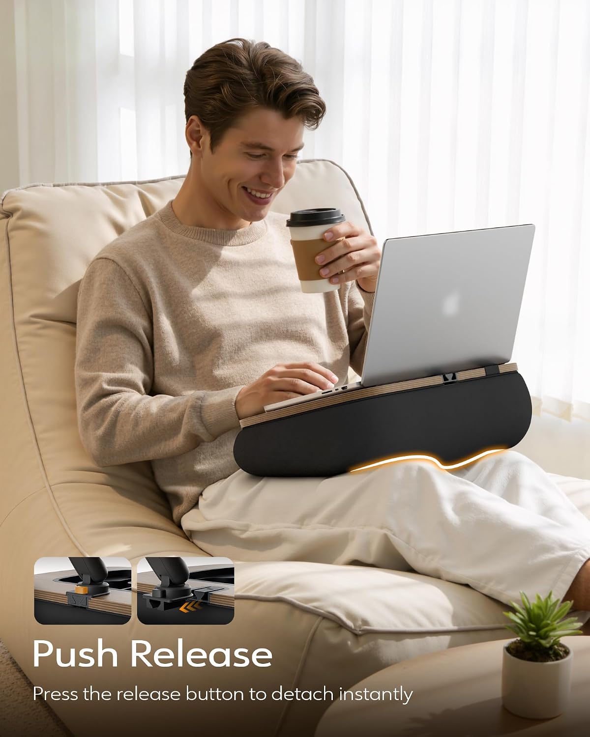 LULULOOK 2-in-1 Lap Desk & Kindle Pillow Stand with Beanbag