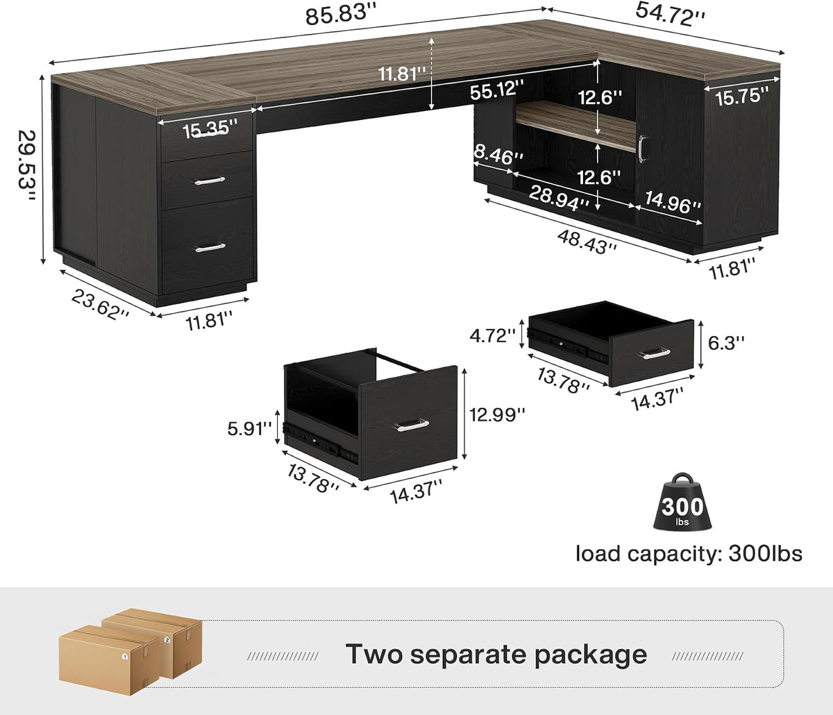 Tribesigns 85.8-Inch L-Shaped Executive Desk, Extra Large Home Office Desk