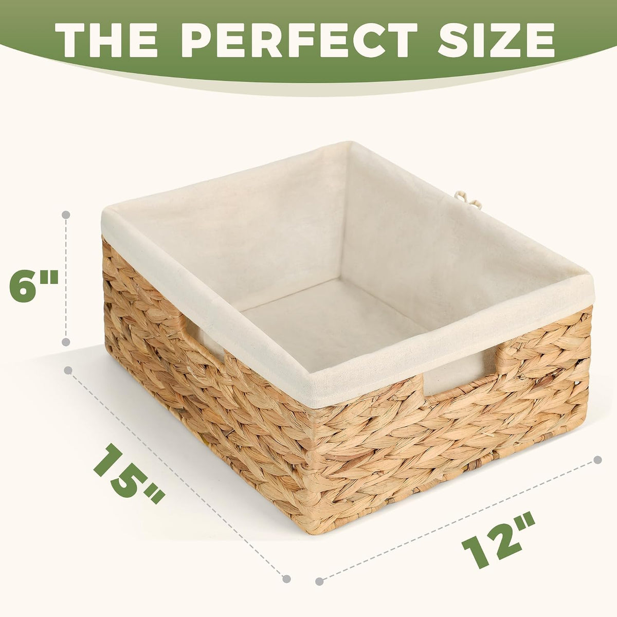 Wicker Shelf Storage Baskets for Organizing - Natural Water Hyacinth Woven Ba...