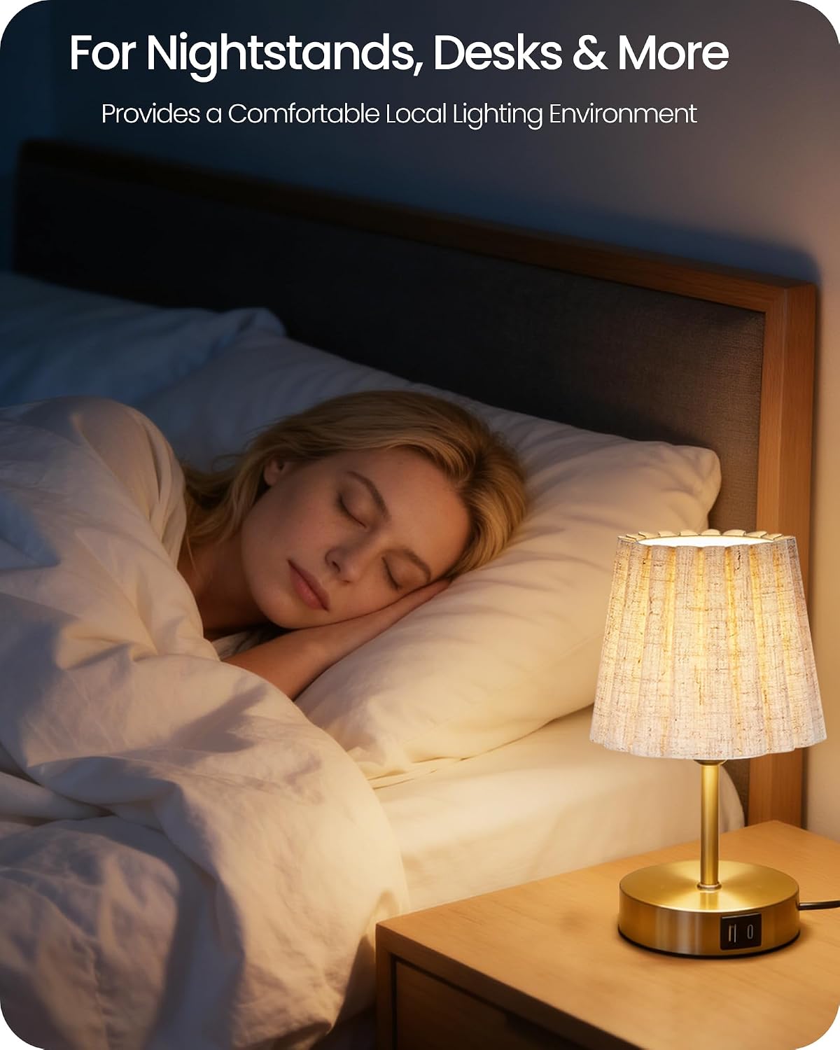 Small Bedside Table Lamp, Touch Dimmable Table Lamp with USB Ports, Nightstan...