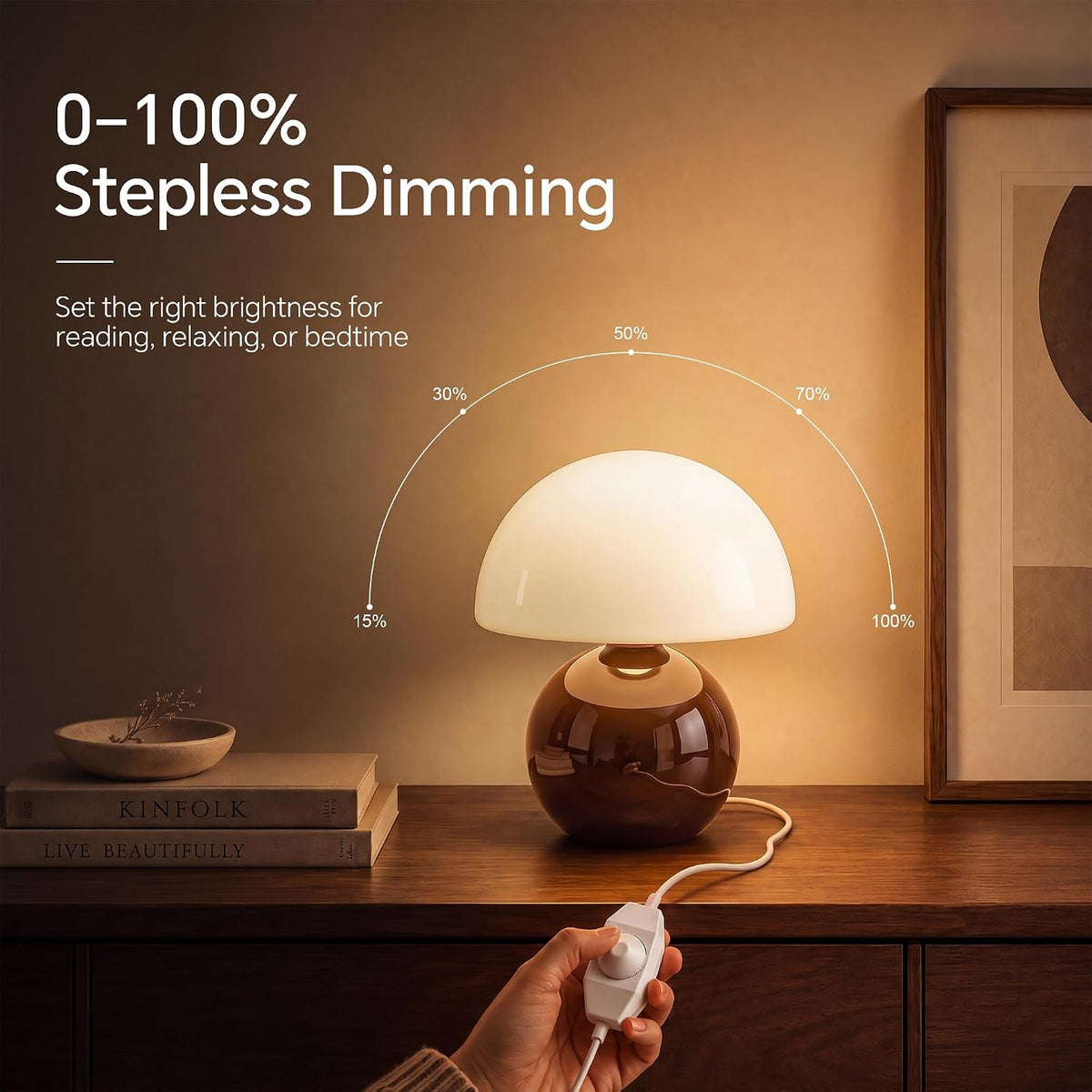 Dawnwake Mushroom Lamp Table Lamp for Bedroom-Small Desk Table Lamps,Coffee