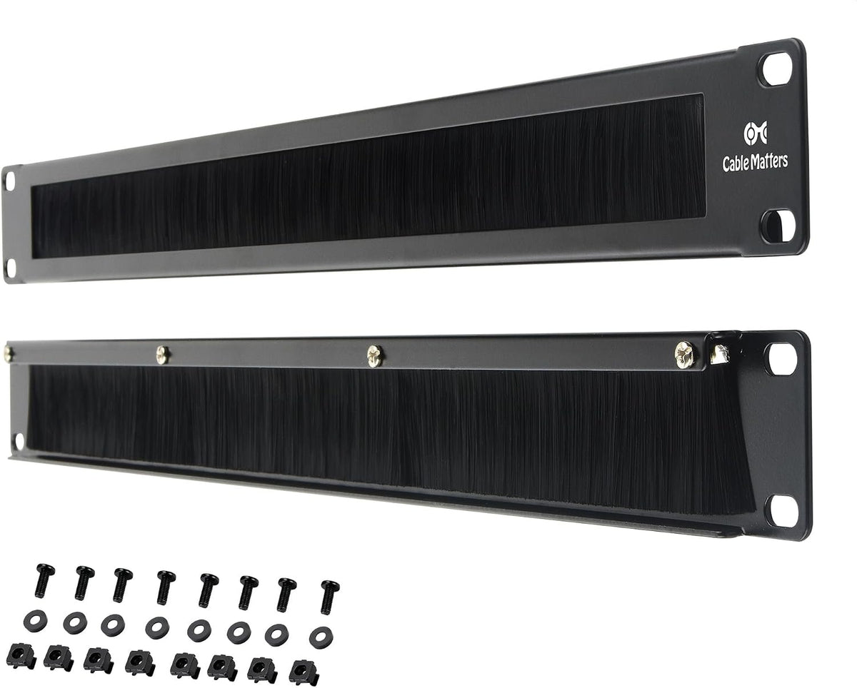 Cable Matters 2-Pack 1U 19-Inch Rack Mount Brush Panel, Black