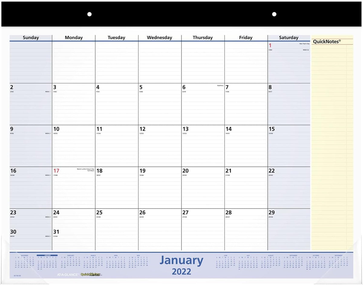 AT-A-GLANCE 2022 Desk Calendar by AT-A-GLANCE, Monthly Desk Pad, 22" x 1...
