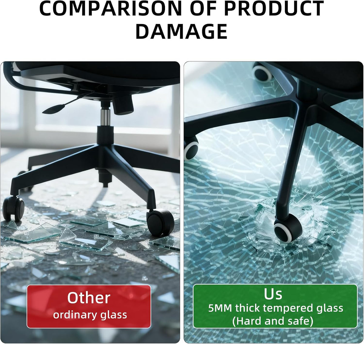 Glass Chair Mat, 36"x36"Round Office Chair Mat, Tempered Glass Clea...