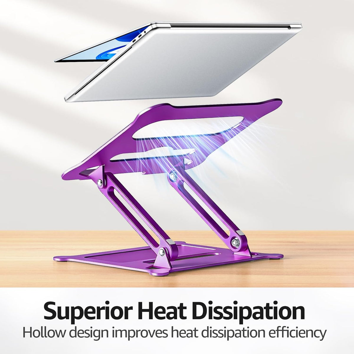 Urmust Adjustable Laptop Stand for Desk, 10-15.6“ Laptop Riser, Purple