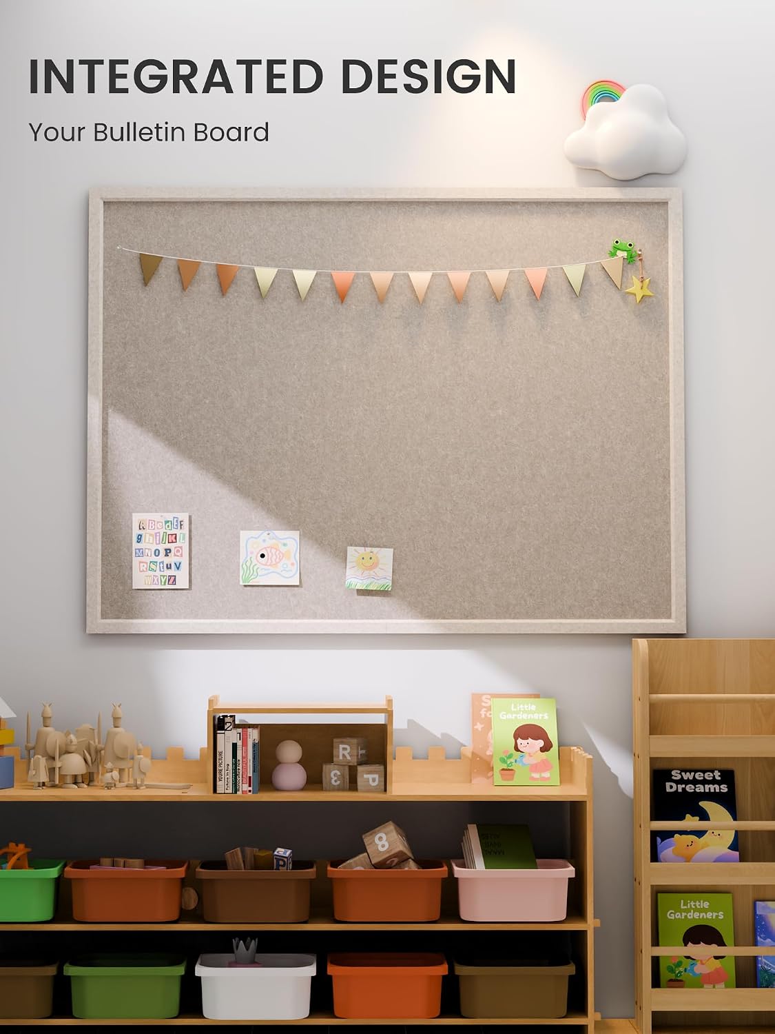 Fluxynara Framed Felt Bulletin Board, 47.2" x 35.4", Khaki