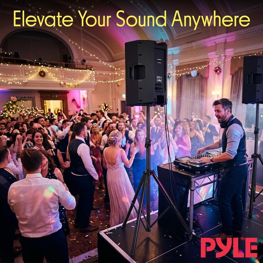Pyle Universal Speaker Stand 2-Pack – Heavy Duty Tripod Mount Holder Set, Hei...