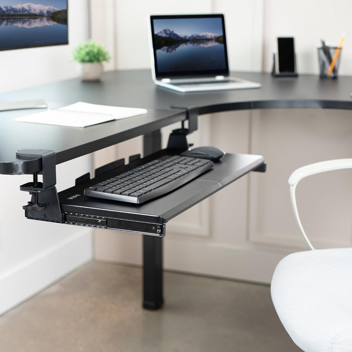 VIVO Black Clamp-on 27 x 11 in Keyboard Tray for Corner Desk, MOUNT-KB10C