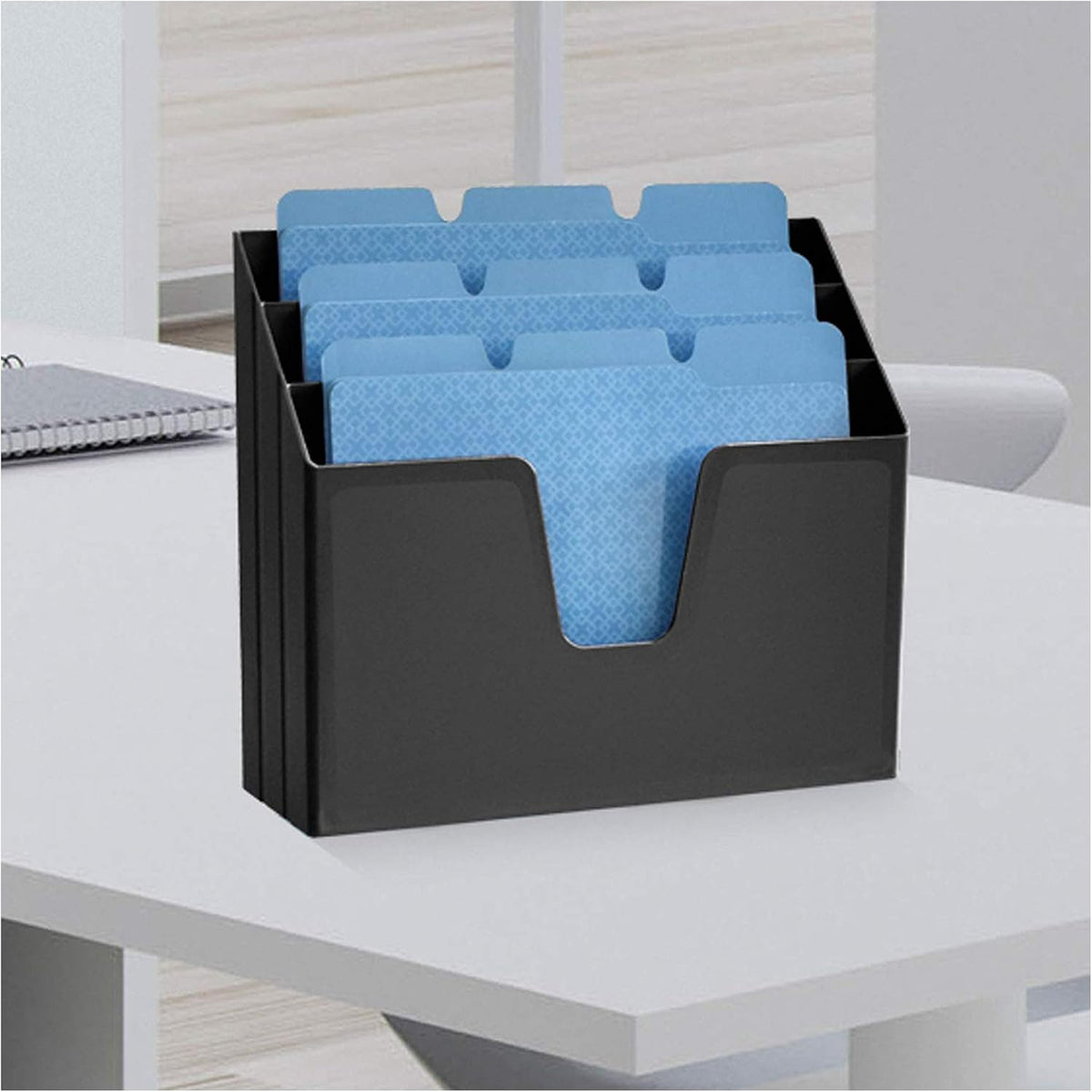 Acrimet Horizontal Triple File Folder Organizer Sorter, Letter Size, Black
