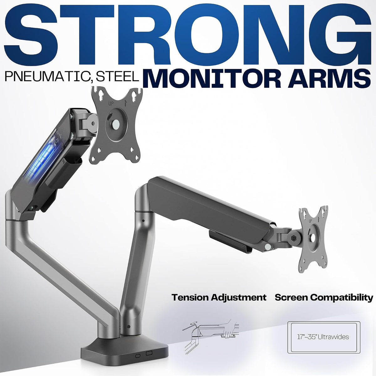 VIVO Dual Pneumatic Arm Ultra-Wide Monitor Mount for up to 35 inch Screens, H...