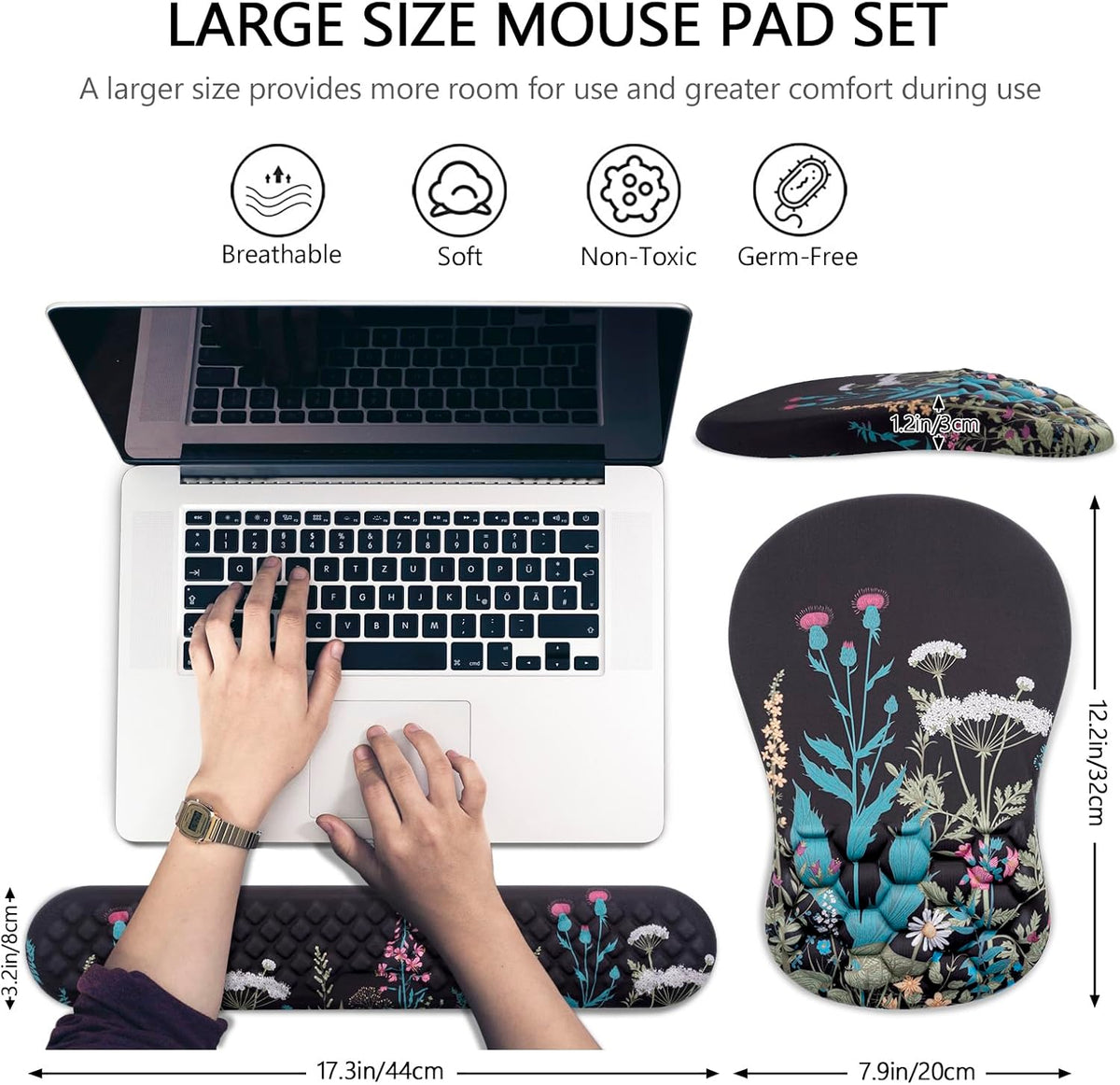 Mouse Pad Wrist Support, Laokiiy 2 in1 Keyboard Wrist Rest+ Ergonomic Mouse P...
