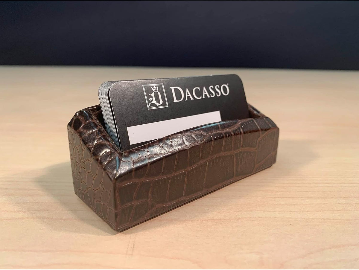 DACASSO Crocodile Embossed Leather Desk Set - Luxury Leather Desk Pad & D...