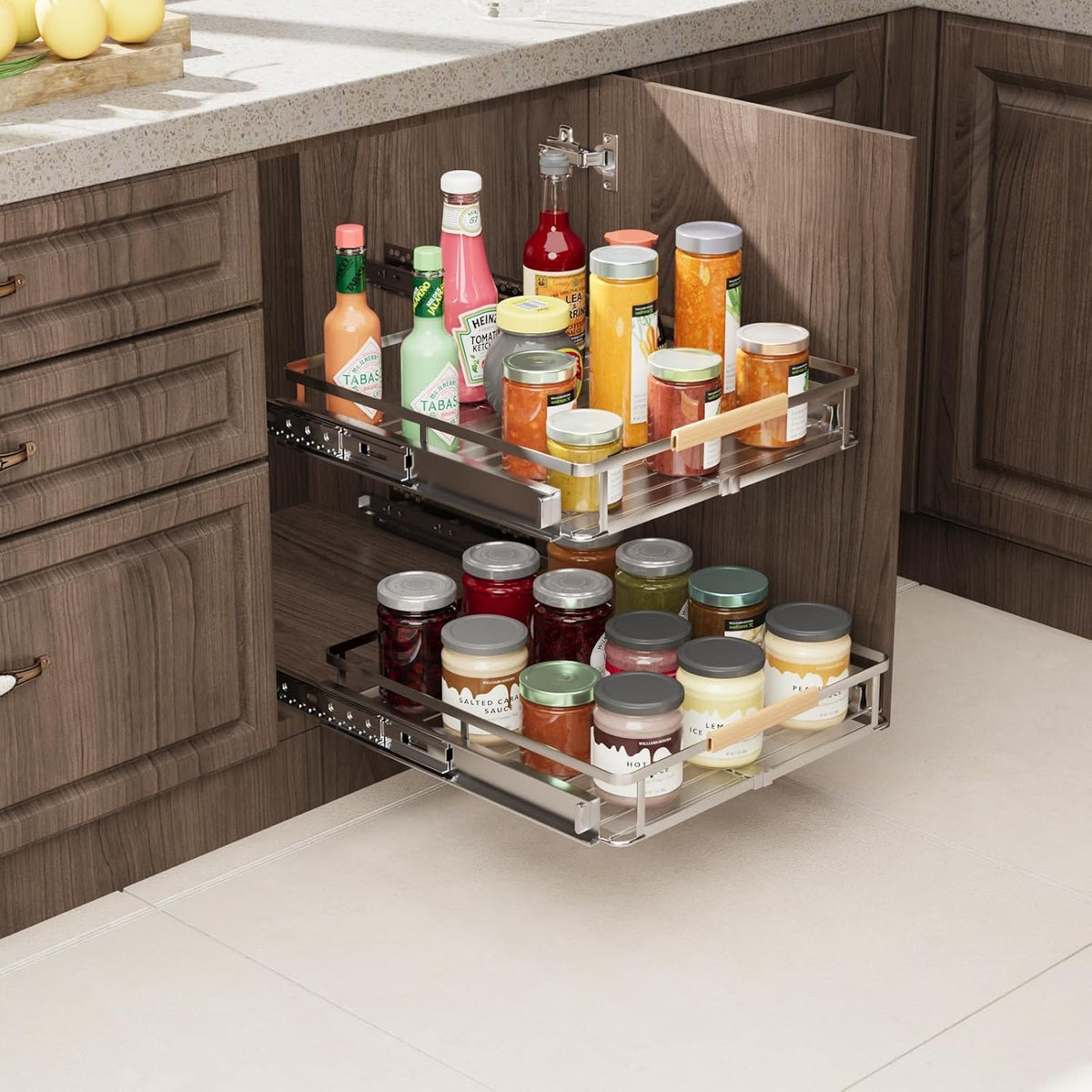 11.8~18"x17.3" Pull Out Cabinet Organizer,2Pack Expandable Sliding ...