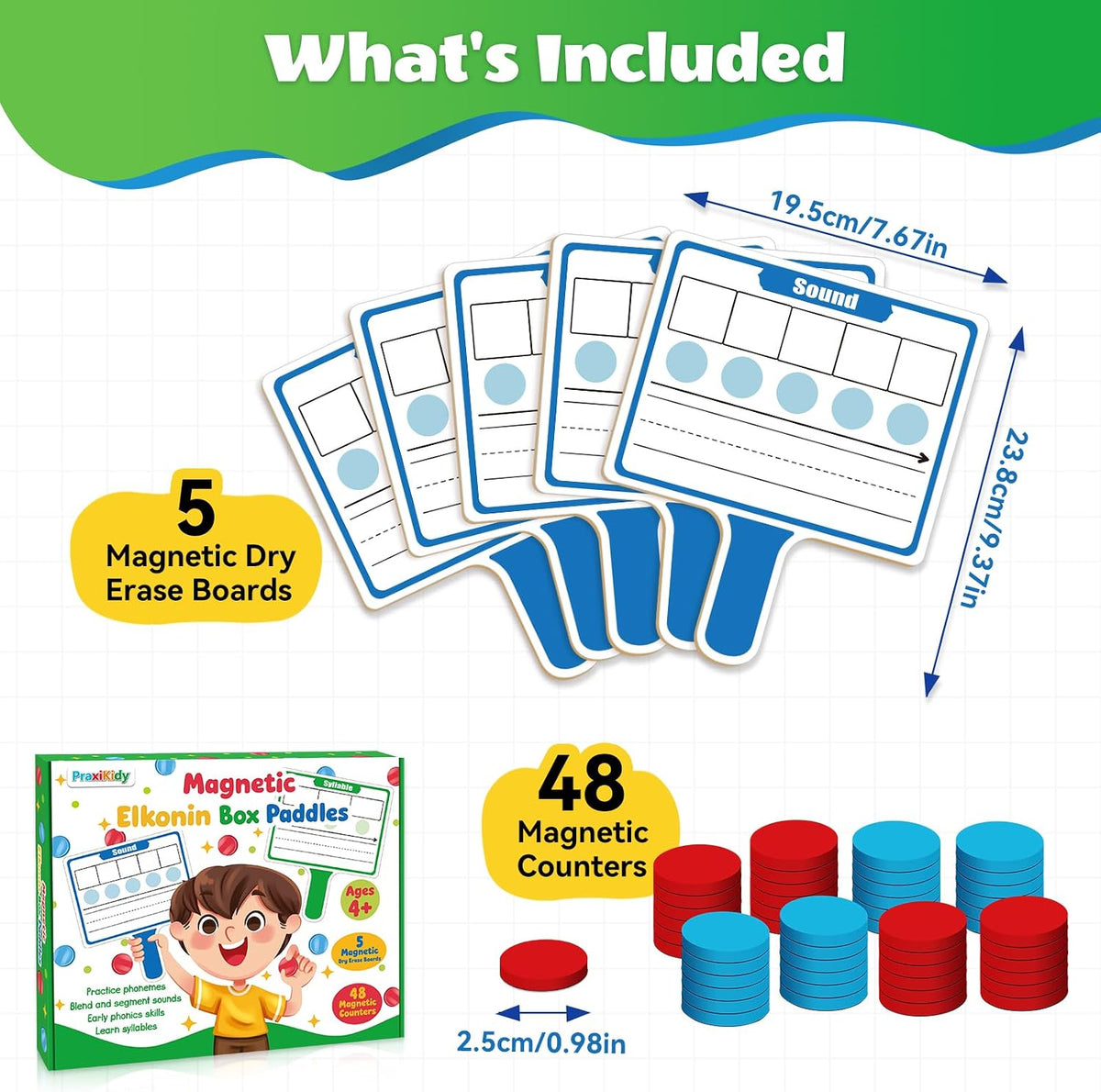 Elkonin Box Magnetic Small Dry Erase Board Phonics Manipulatives