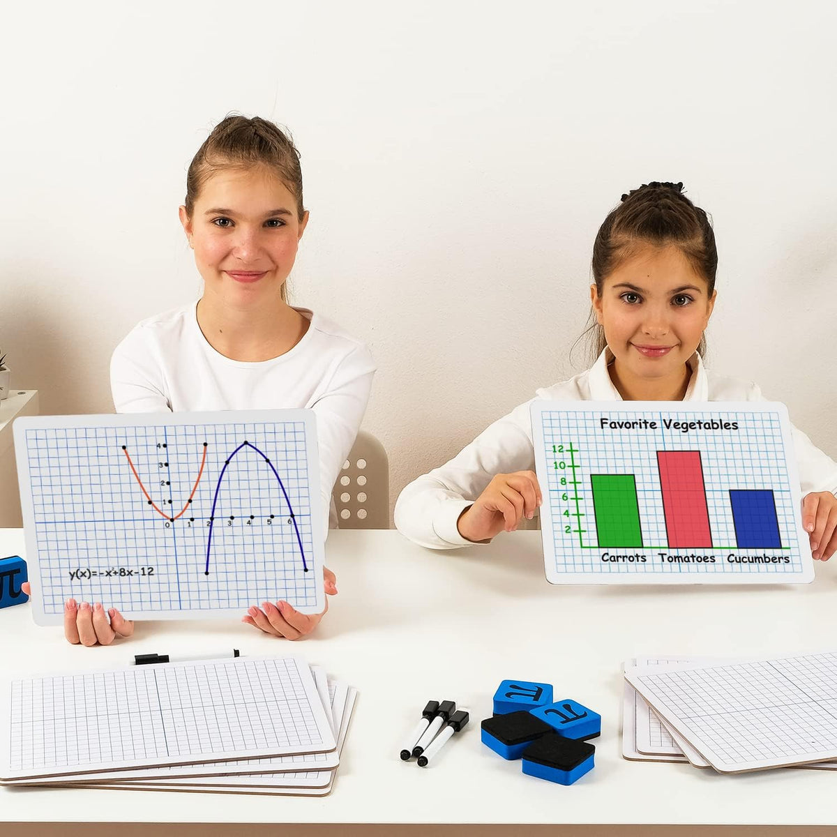 Simply Magic 12 Pack Double-Sided Dry Erase Graph Lap Boards - 12''x9...