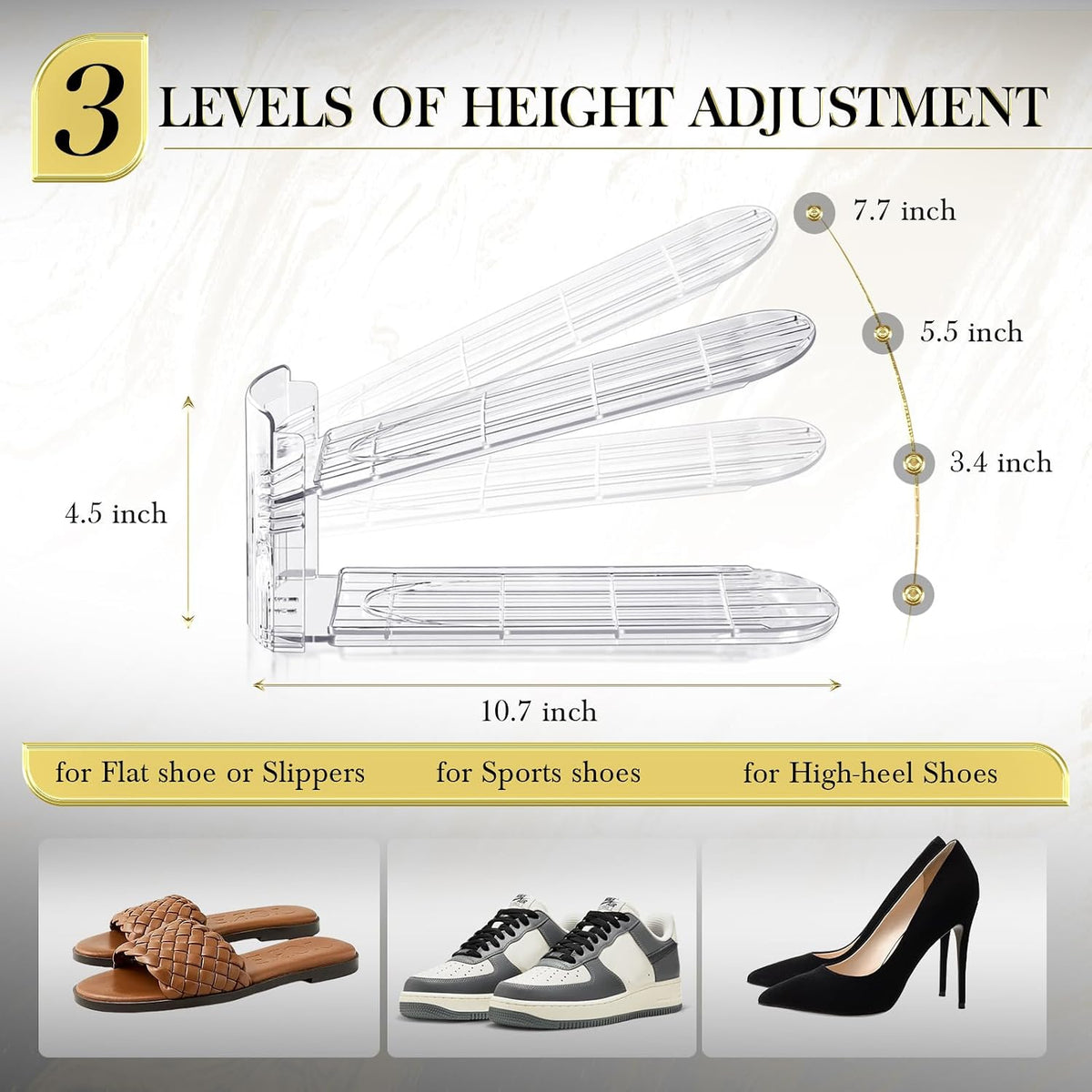 Shoe Slots Organizer 12 Pack - Shoe Stacker,3 Levels Adjustable,Space Savers ...