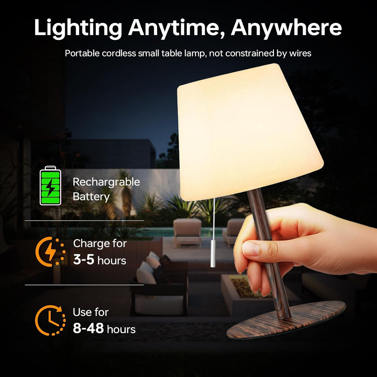 Gewiny Solar Table Lamp for Outside Patio Solar Lamp Outdoor Lamp Waterproof ...