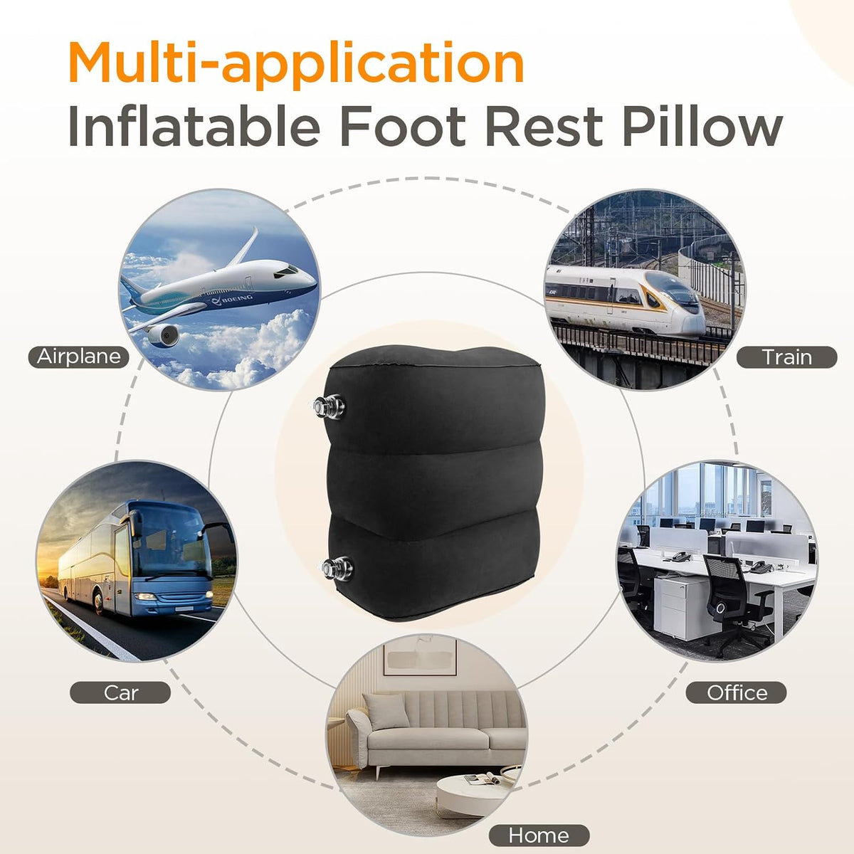 HOMCA Inflatable Travel Foot Rest Pillow for Airplane (2-Pack)