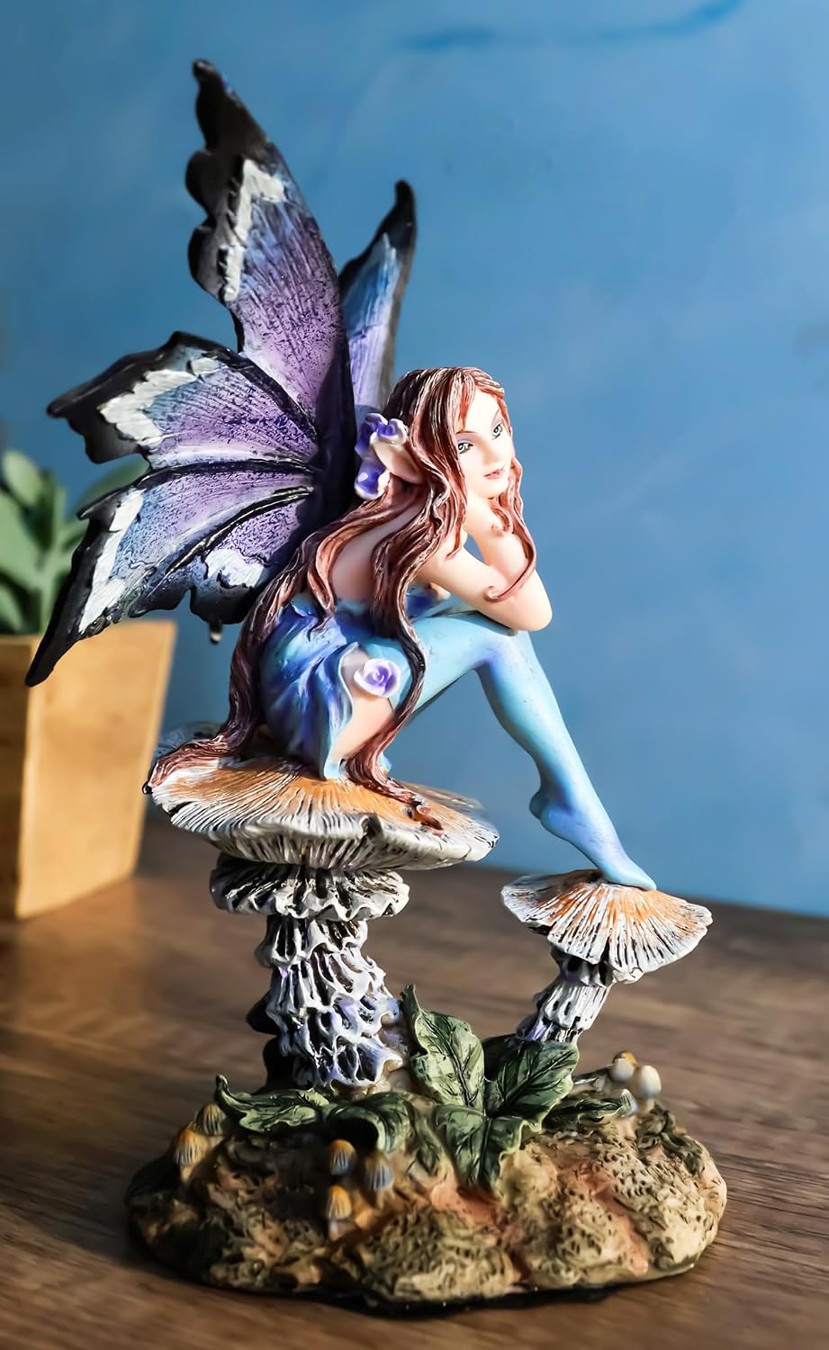 Ebros Amy Brown Forest Willow Nice Fairy Sitting On Wild Giant Mushroom Stool...