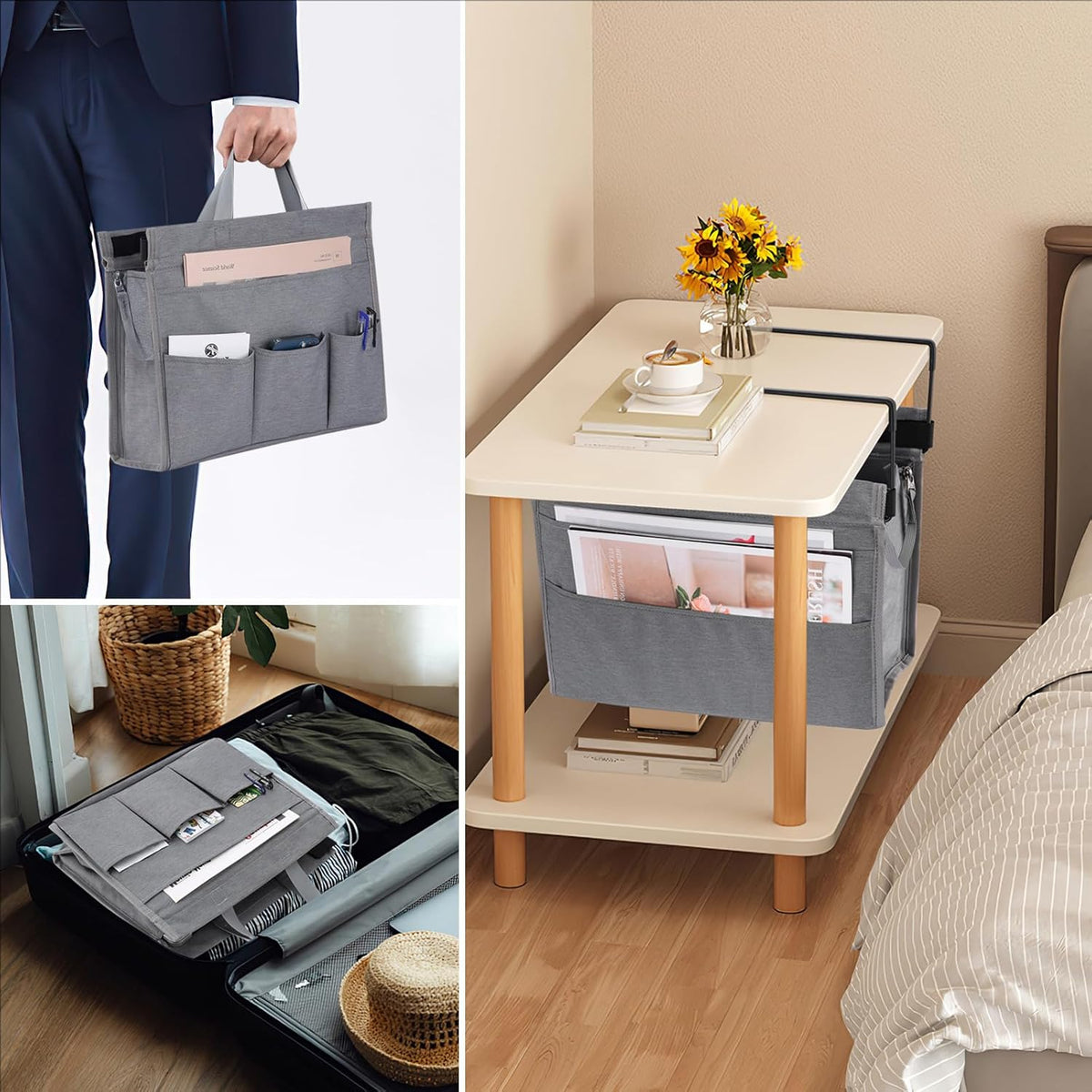 MASTLU Under Desk Hanging Storage Bag, Desk Organizer Storage, Office Side St...
