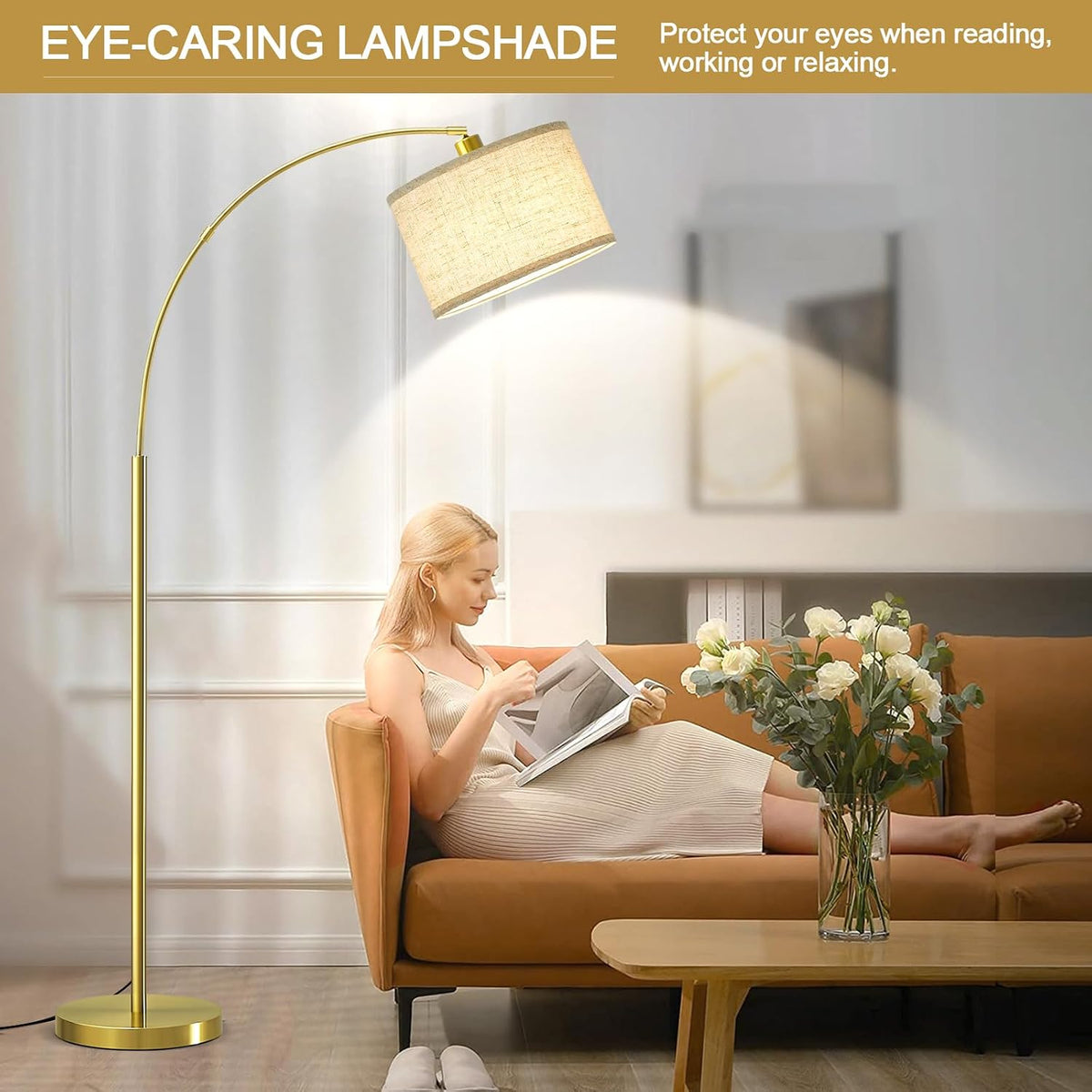Luvkczc Arc Floor Lamp, 71" Tall Standing Lamp with On/Off Foot Switch
