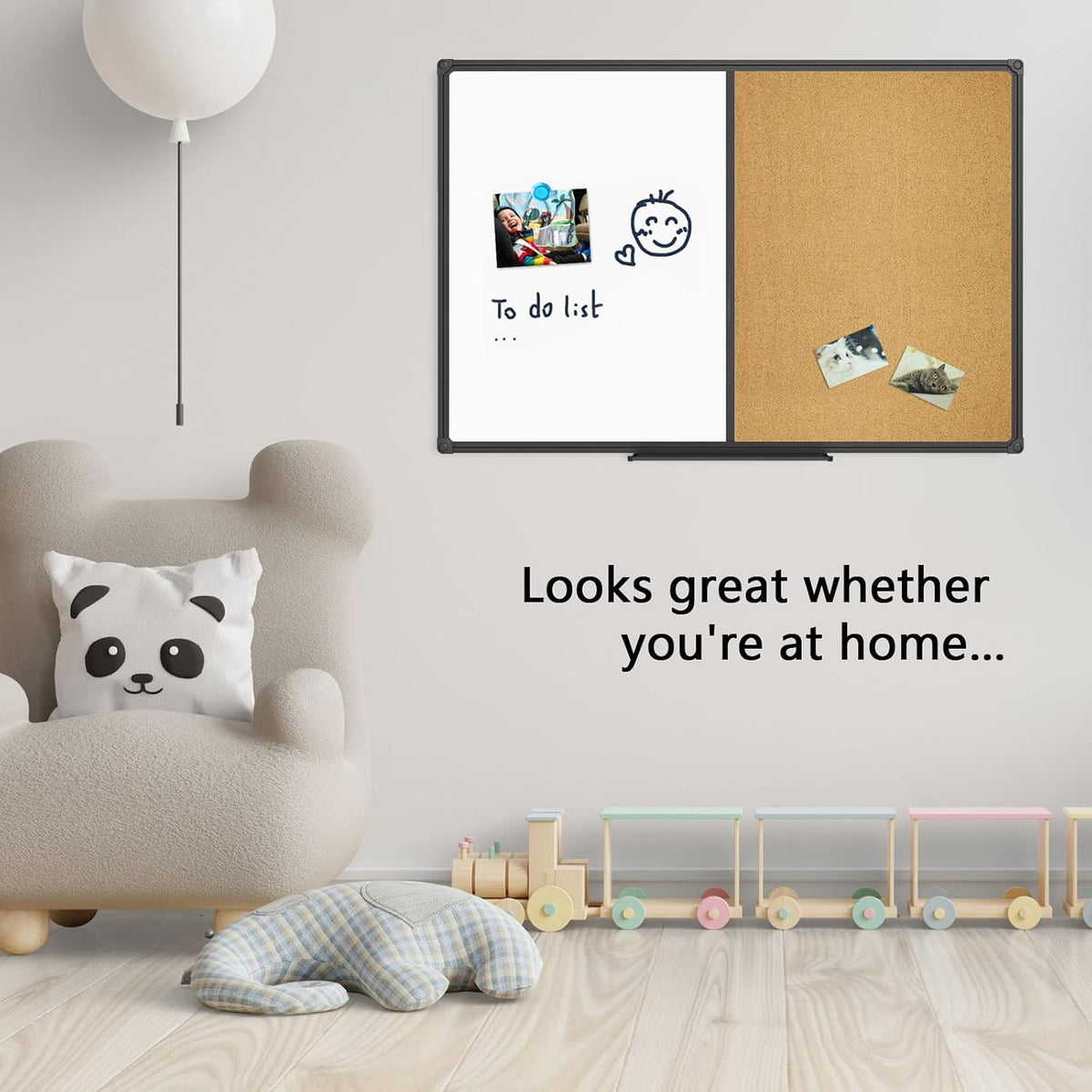 JILoffice White Board & Bulletin Corkboard Combination, Combo Board 48 x ...