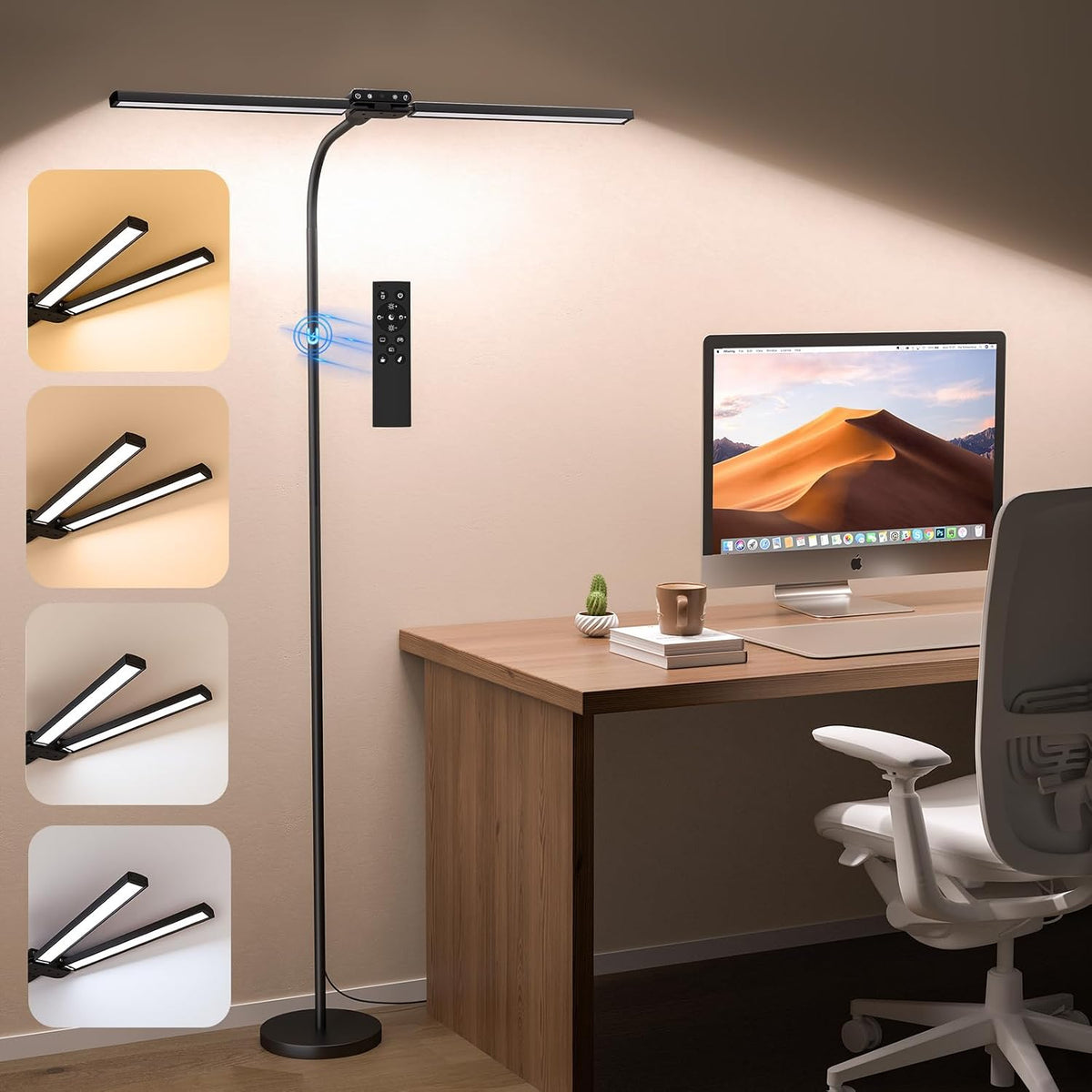 SIBRILLE 24W LED Floor Lamp, Dual Head Dimmable Modern Reading Lamp, Standing...