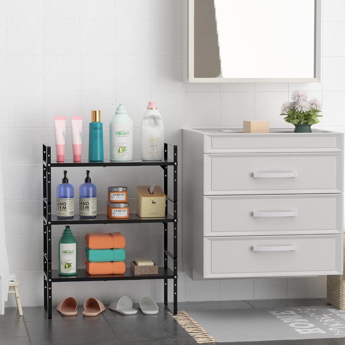 iPEGTOP Expandable Cabinet Storage Shelf Organizer Rack, Heavy Duty Cupboard ...