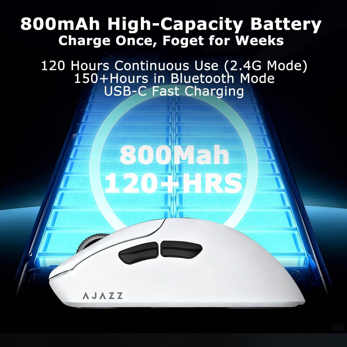 AJ179 V2 Wireless Gaming Mouse, Tri-Mode 2.4G/Bluetooth/Wired, 800mAh Battery...