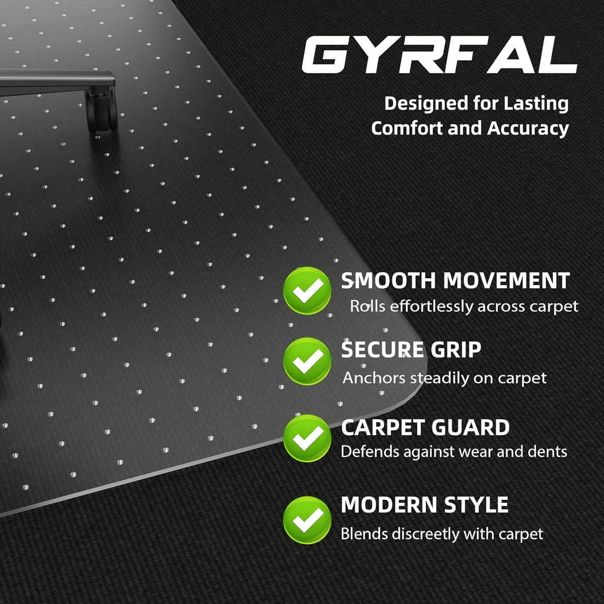 Office Chair Mat for Carpet - 36x48 Inch Plastic Computer Desk Floor Protecto...