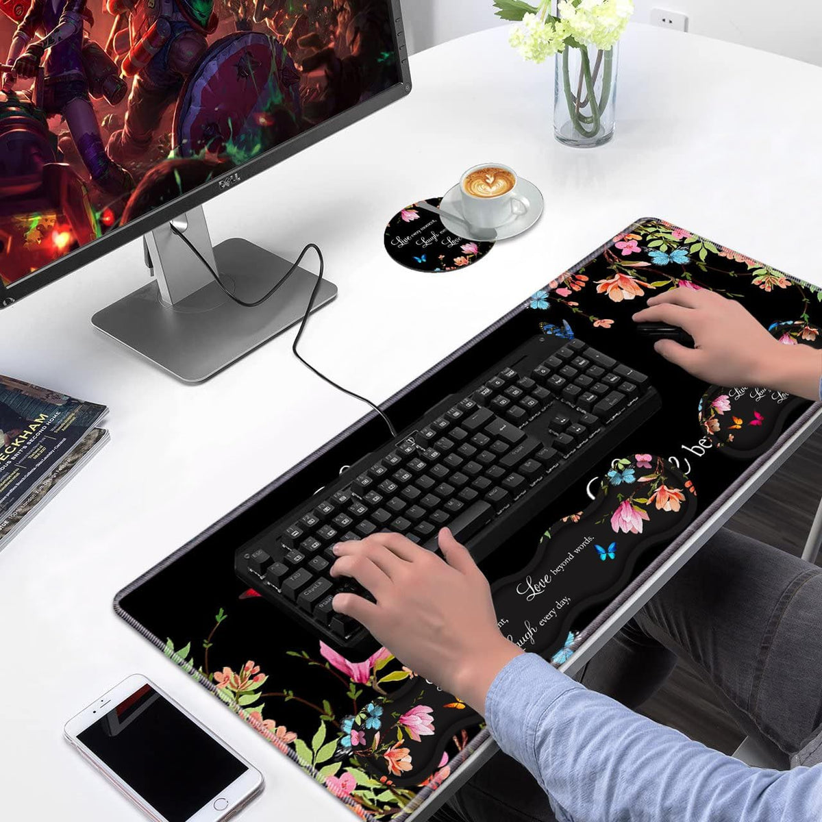 Ergonomic Keyboard Wrist Rest & Mouse Pad Wrist Rest Set,Large XXL Gaming...