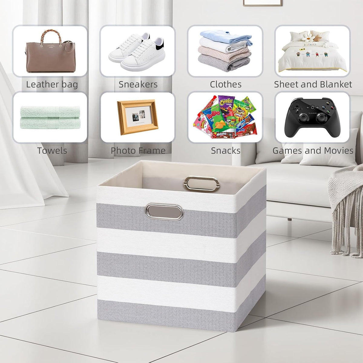 11x11x11 Inch Cube Storage Bins, Set of 4 Fabric Storage Cubes