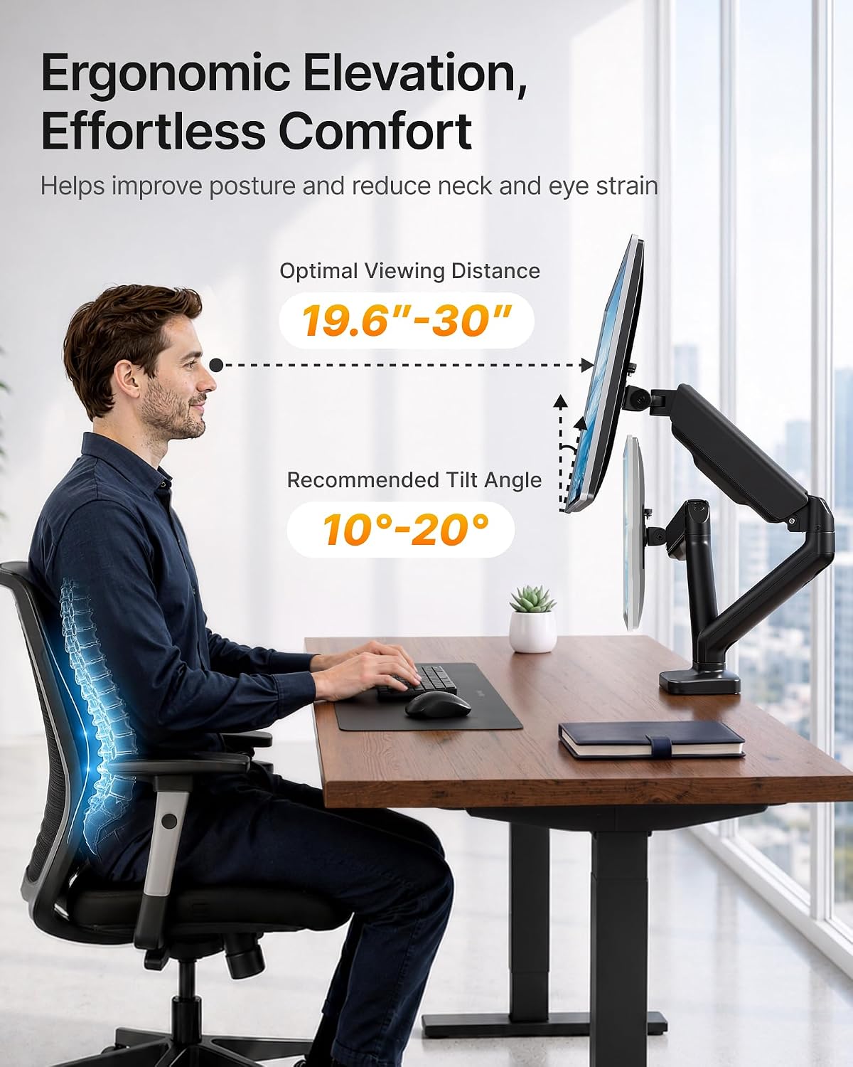 monTEK Dual Monitor Arm for 17-32" Flat/Curved Screen up to 19.8 lbs