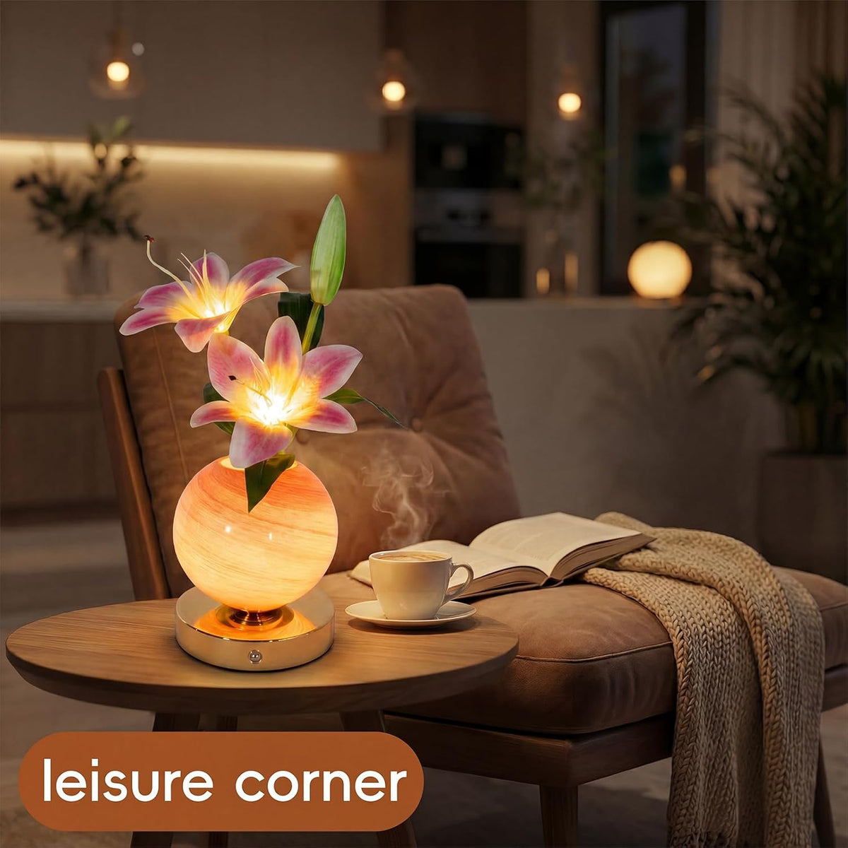 Lily Lamp Rechargeable Wireless Touch-Control Dimmable Faux Flower Desk Light...