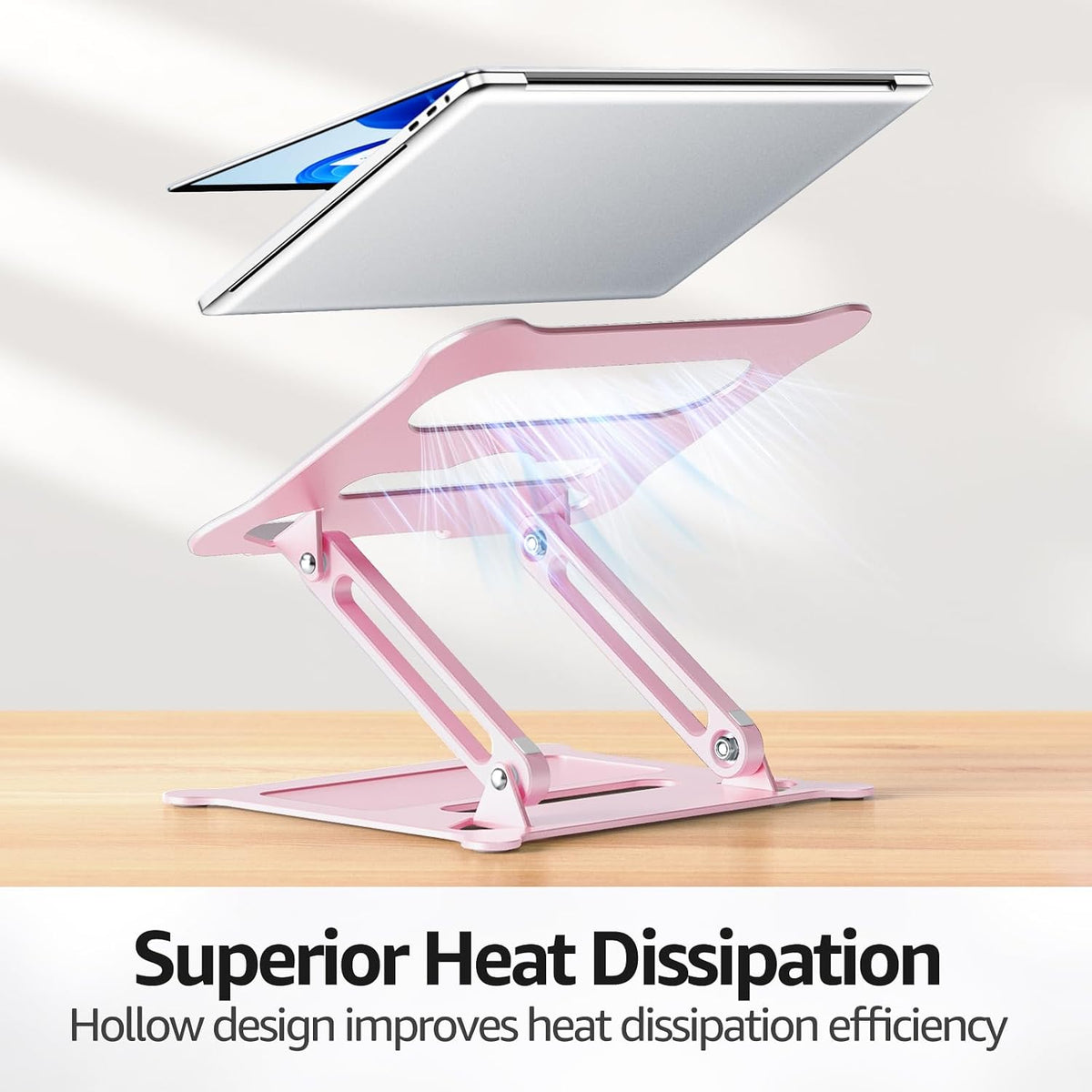 Urmust Adjustable Laptop Stand for Desk, 10-15.6“ Laptop Riser, Pink