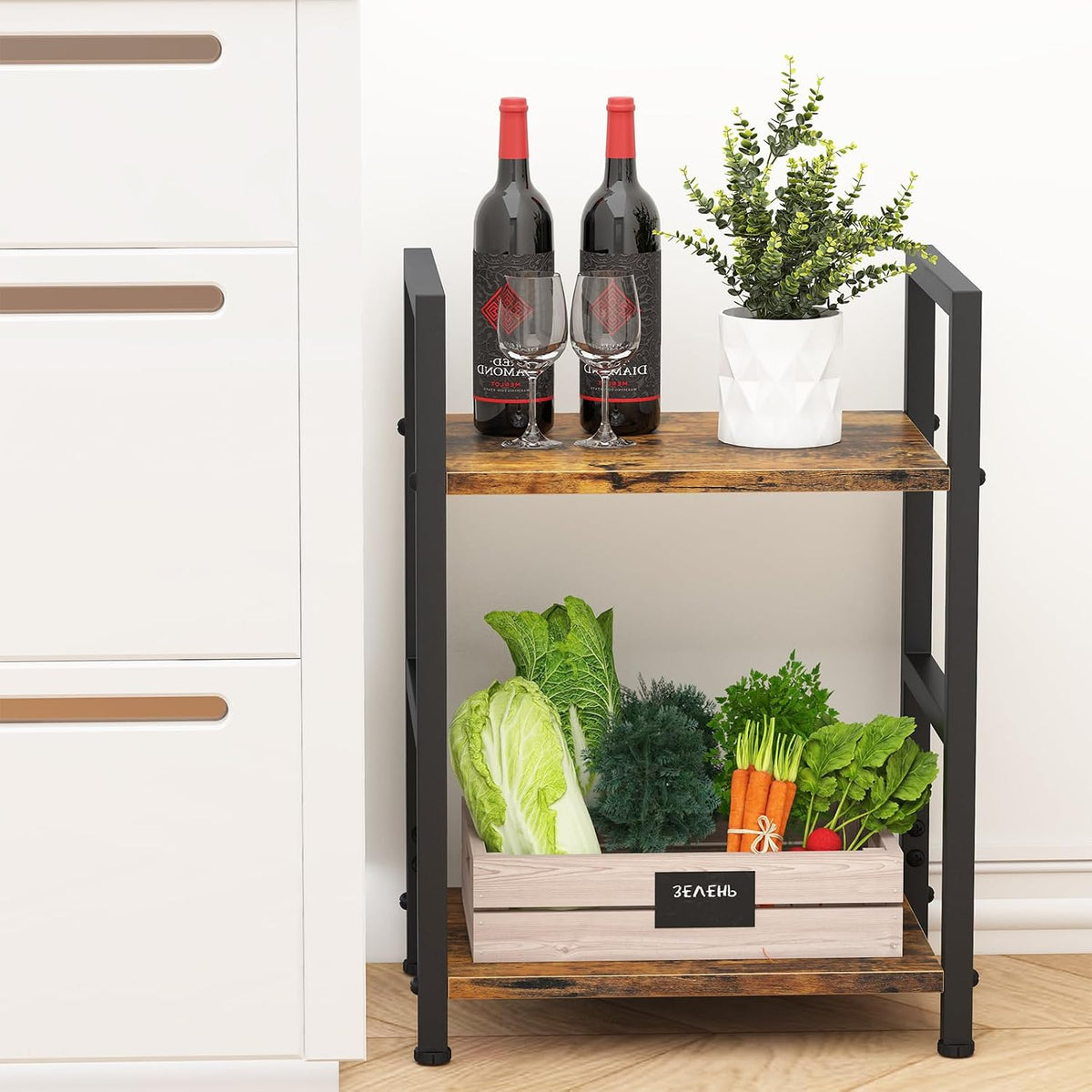 Small Bookshelf for Small Space, 2 Tier Industrial Bookcase,Narrow Book Case ...