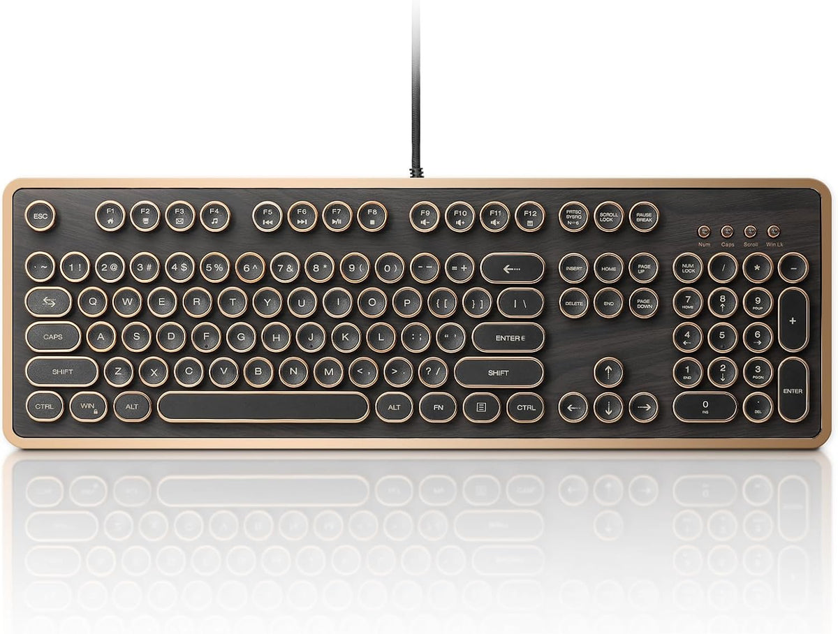 GLENCREAG RK104 Retro Mechanical Keyboard, Wired 104 Keys Typewriter Style wi...