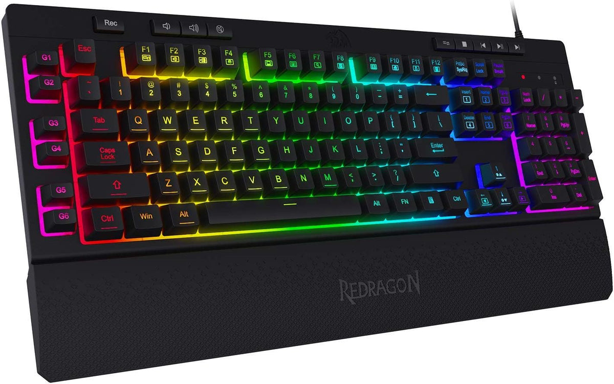 Redragon K512 RGB Membrane Gaming Keyboard, 6 Macro Keys & Easy Media Wheel